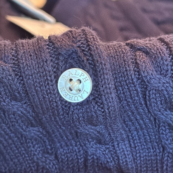 Brand New Ralph Lauren Navy Cable Knit Cardigan Sweater - 18 M - Picture 7 of 14